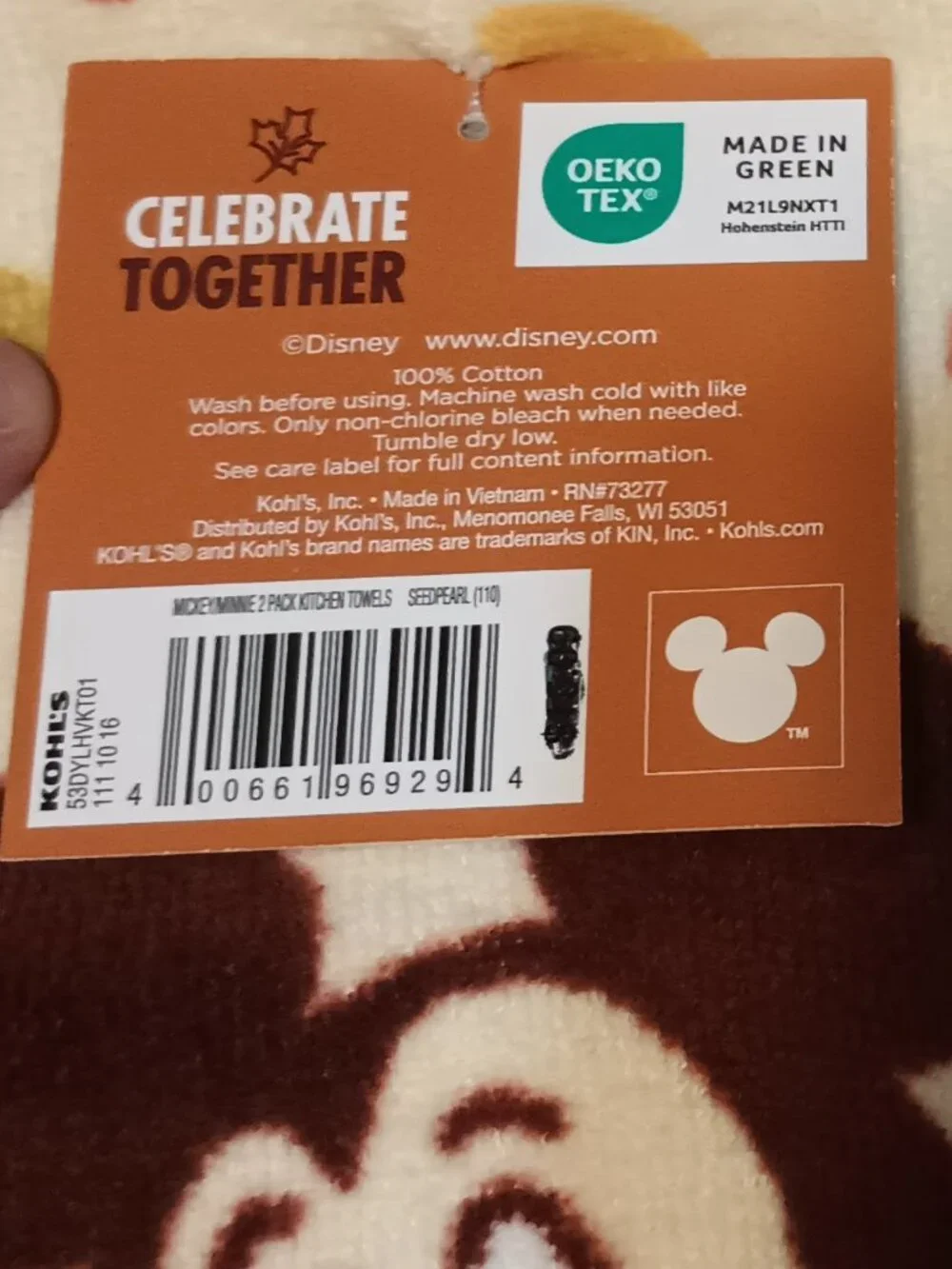 NWT~ Celebrate Together Disney's Mickey Mouse 2-Pack Fall Themed Kitchen Towels